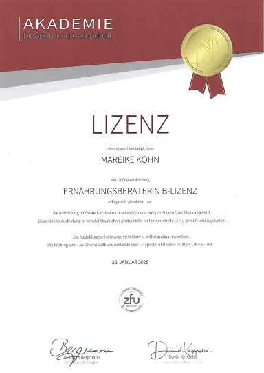Ernährungsberater B-Lizenz